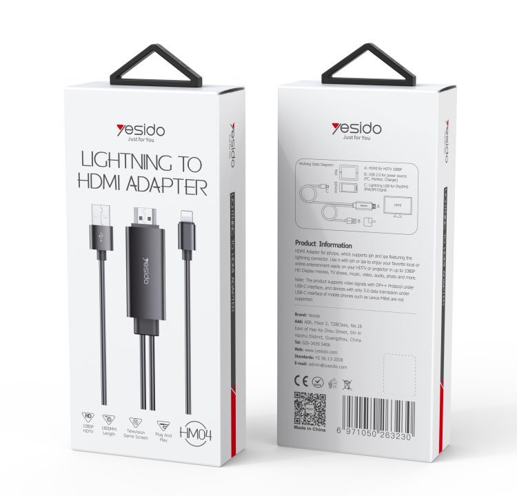کابل تبدیل Type-C به HDMI / USB یسیدو مدل Yesido HM03 طول 1.8m