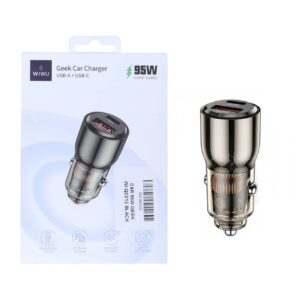 شارژر فندکی فست و PD دو پورت Wiwu مدل WI-QC012 95W