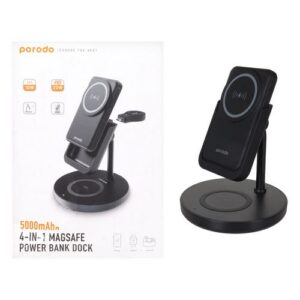 شارژر وایرلس چهار کاره Porodo مدل PD-PBFCH024-BK - مشکی