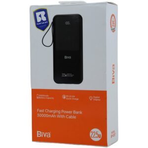 پاوربانک 30000 بیوا Biva BP-037 Power Bank توان 22.5 وات با کابل متصل