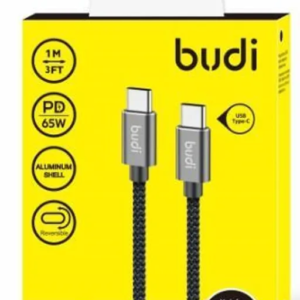 کابل شارژ کنفی USB-C به USB-C بودی مدل Budi DC206TT10B توان 65 وات طول 1 متر