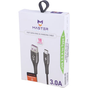 کابل تایپ سی فست شارژ 3 آمپر مستر لینک پلاس ETM 003 طول 1 متر